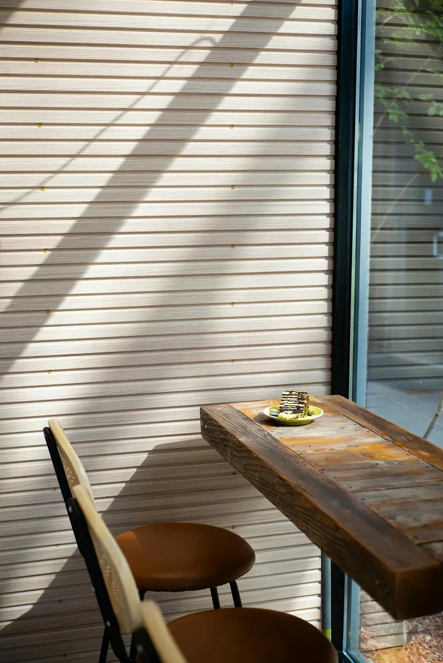 A sunlit window seat at River Bend Café