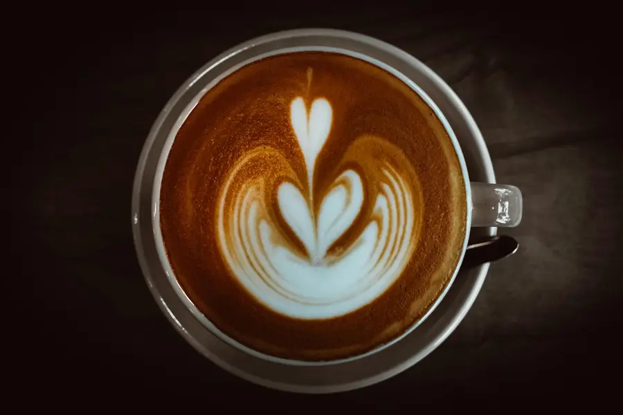 A cup of coffee with detailed latte art