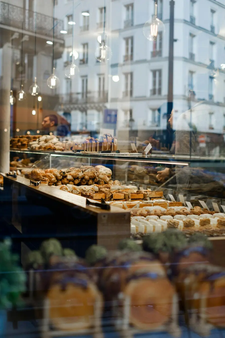 Fresh pastries in the bakery display case