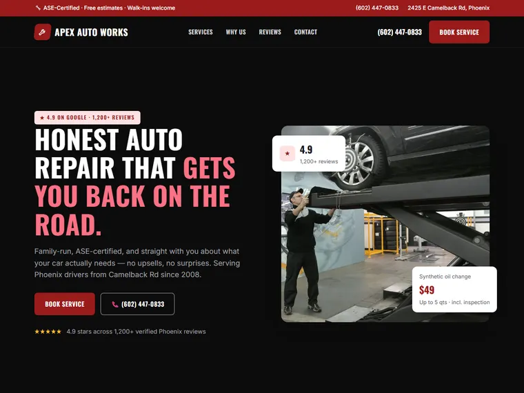 Apex Auto Works website