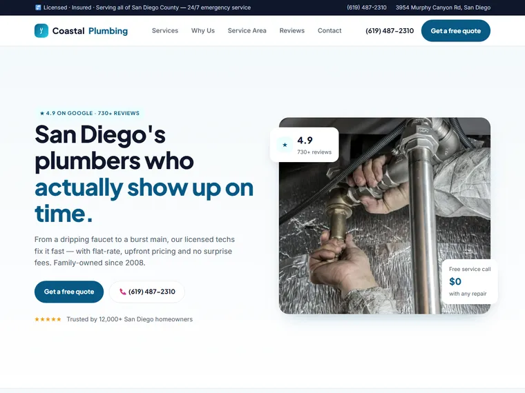 Coastal Plumbing website