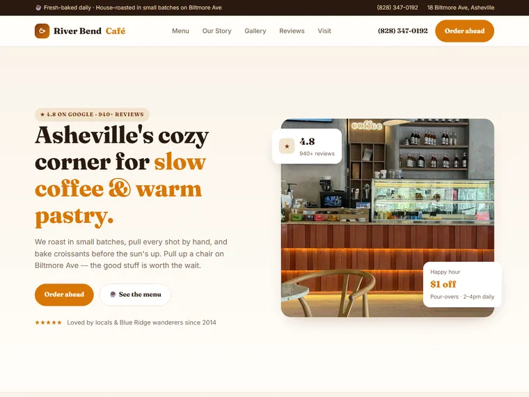 River Bend Café website